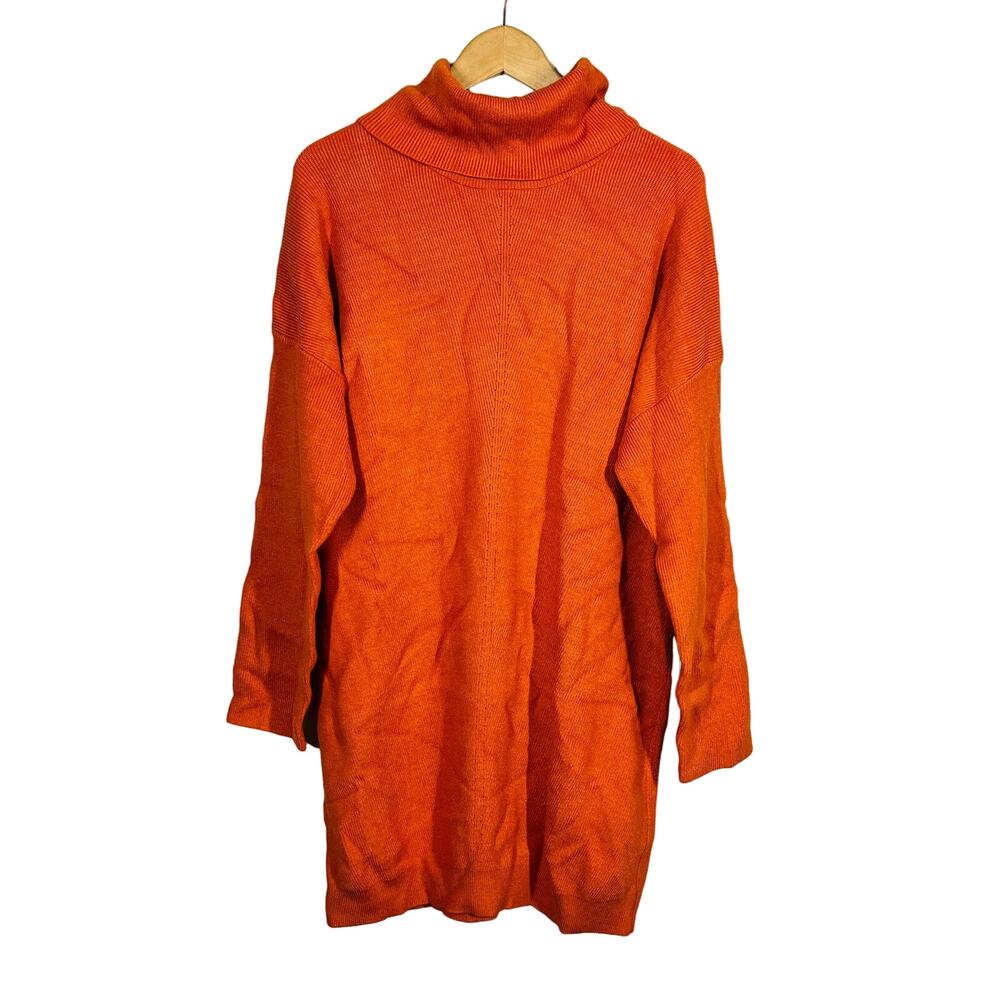 NEW! Cupshe Mock Neck Sweater Dress Long Sleeve Knit Casual Burnt Orange - XL